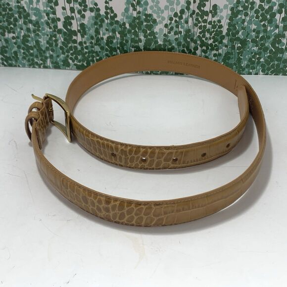 Lauren Ralph Lauren Crocodile Tan Embossed Leather Golden Buckle Size Large main image 6